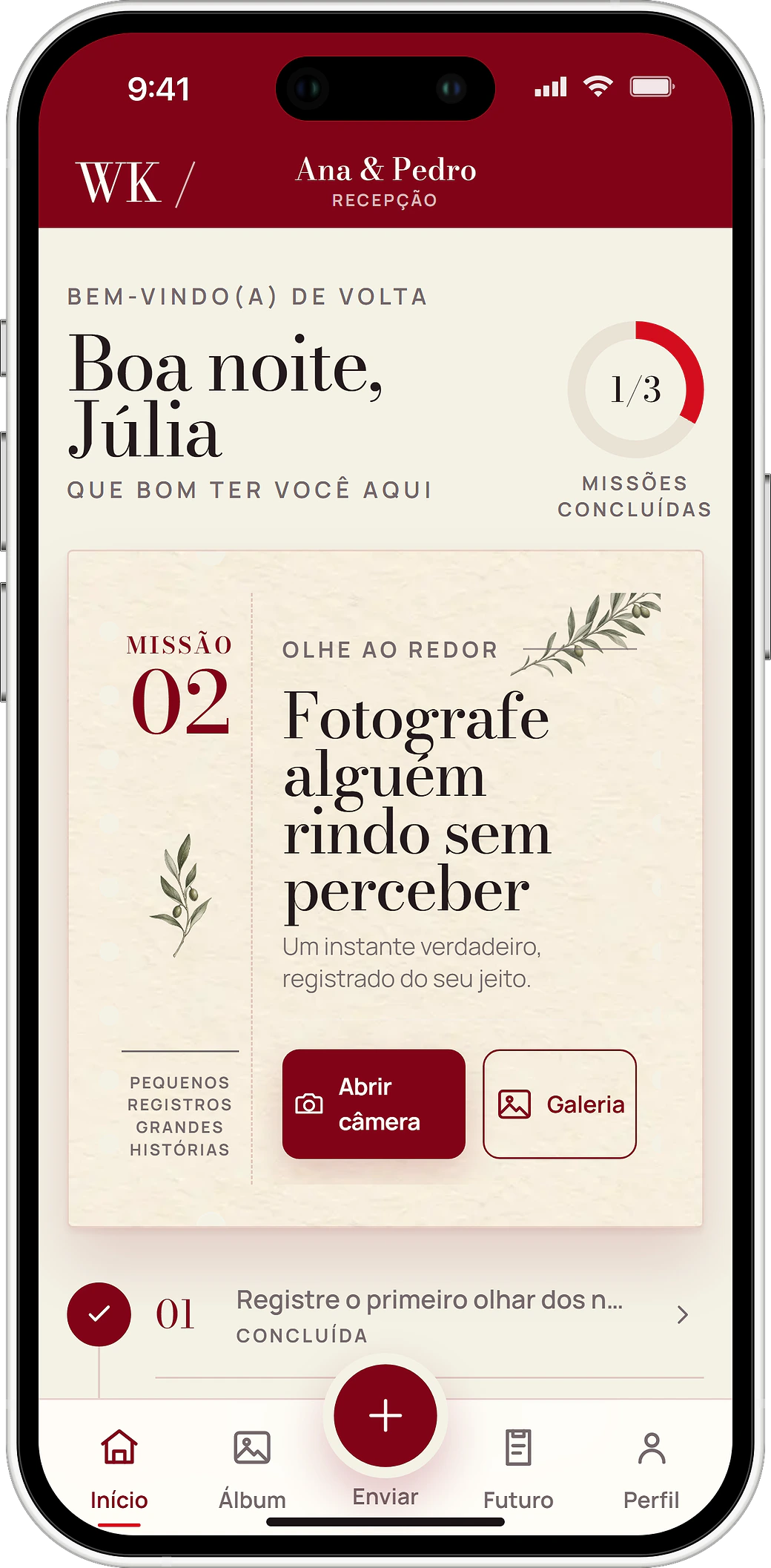 Guest home screen with a featured photo mission